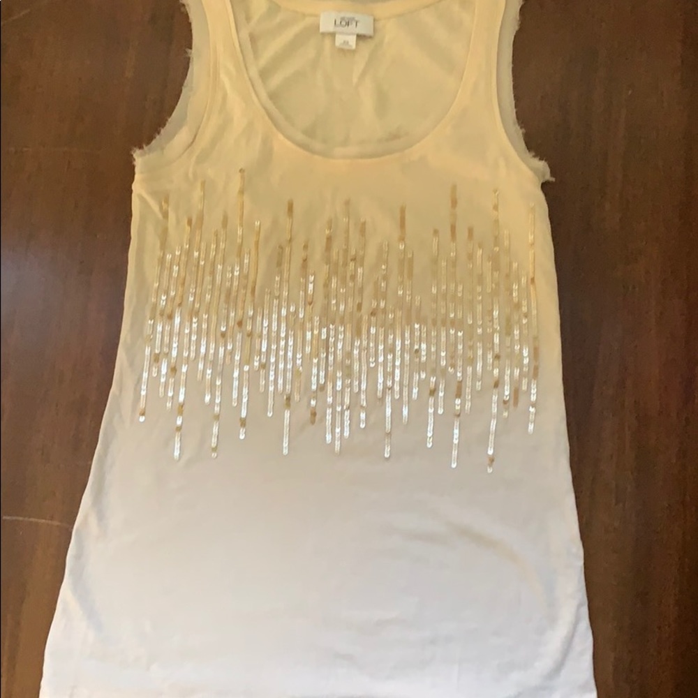 Loft cream sequin detail top